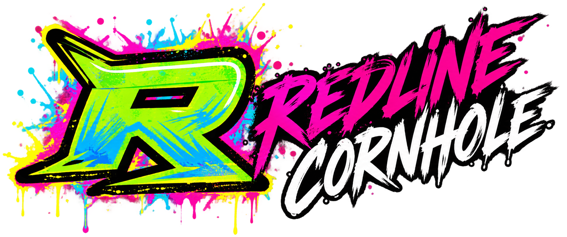 Redline Cornhole neon graffiti logo